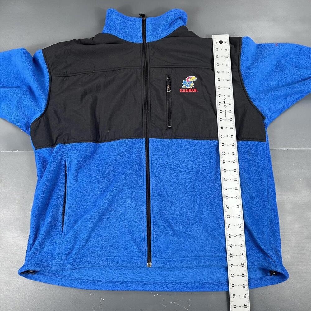 Columbia X Kansas Jayhawks Jacket Mens 2XL Blue Black Fleece Full Zip Y2K Sporty - Picture 6 of 9